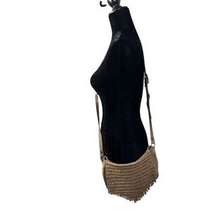 Via Mia Distressed Leather Brown Studded Crossbody Purse